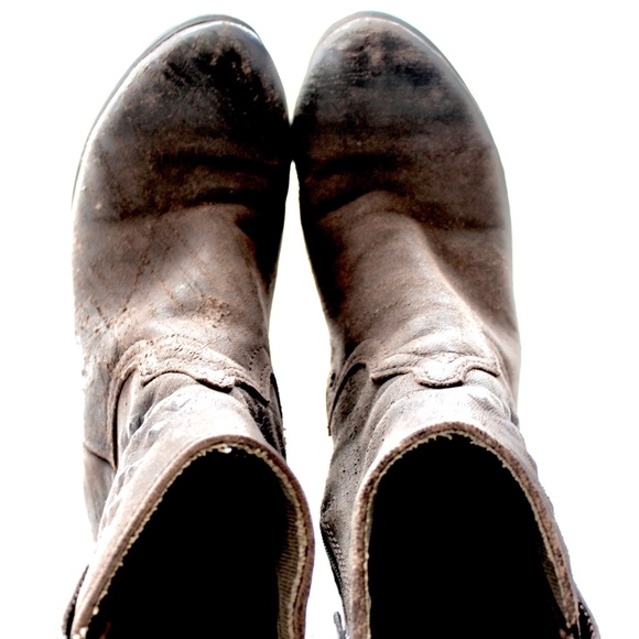 Replay Vintage Distressed Black/Brown Leather Ankle Boots - Picture 6 of 7